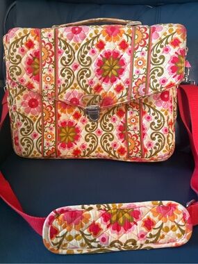 Vera Bradley Quilted Floral computer bag Satchel - Pink & Orange